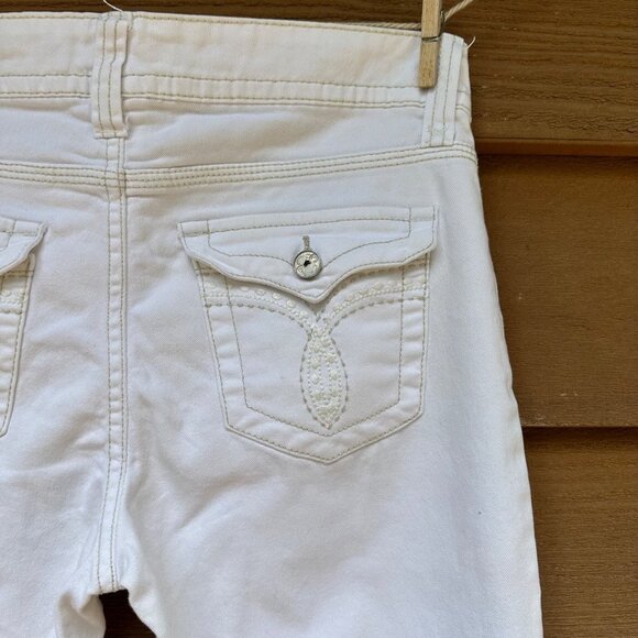 Vintage Jordache White Heavy Stitch Embroidered Y2K Straight Crop Capri Ankle Je - Picture 10 of 12